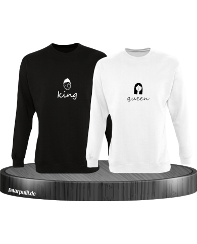 King & Queen Doodle Sweatshirt Couple Set schwarz weiß King & Queen Doodle Sweatshirt Couple Set schwarz weiß