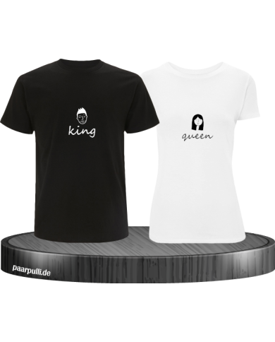 King & Queen Doodle T-Shirt schwarz weiß