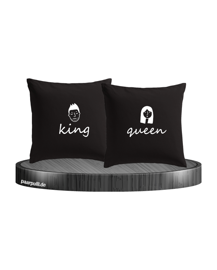 King & Queen Doodle Kissenbezüge für Pärchen Set