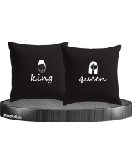 King & Queen Doodle Kissenbezüge für Pärchen Set
