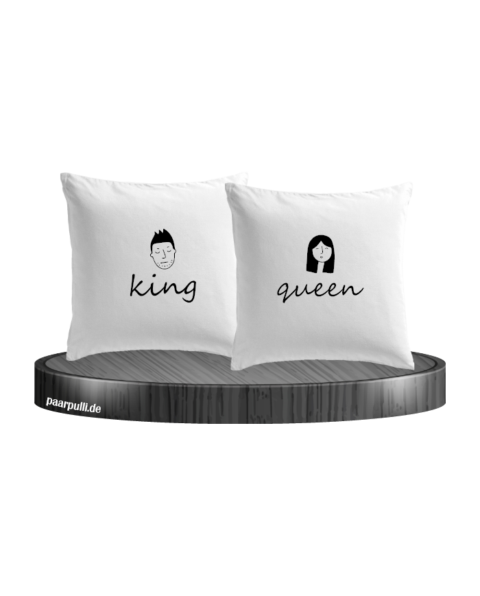 King & Queen Doodle Kissenbezüge für Pärchen Set