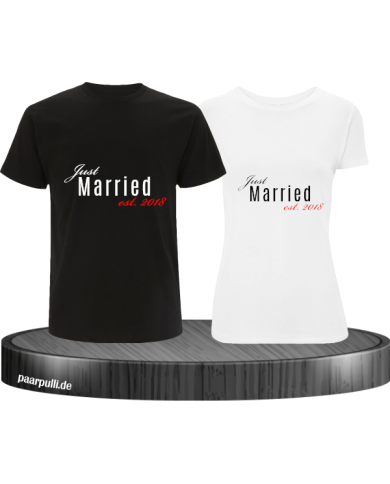 Just married mit Wunschdatum schwarz weiß Just married mit Wunschdatum schwarz weiß