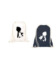 Pärchen Set aus zwei Turnbeutel mit Skizze von einem Puzzle