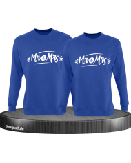 verziertes Mr. und Mrs. Partnerlook Sweatshirt blau