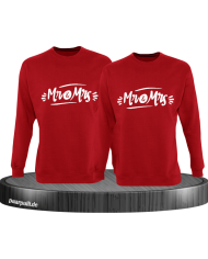 verziertes Mr. und Mrs. Partnerlook Sweatshirt rot