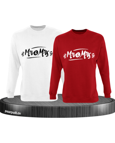 verziertes Mr. und Mrs. Partnerlook Sweatshirt rot weiß verziertes Mr. und Mrs. Partnerlook Sweatshirt rot weiß