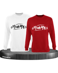verziertes Mr. und Mrs. Partnerlook Sweatshirt rot weiß