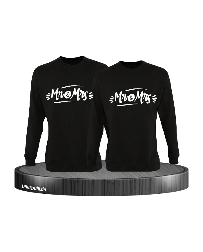verziertes Mr. und Mrs. Partnerlook Sweatshirt schwarz