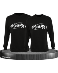 verziertes Mr. und Mrs. Partnerlook Sweatshirt schwarz