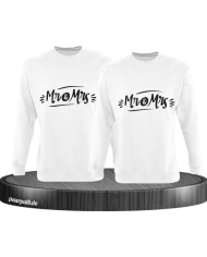 verziertes Mr. und Mrs. Partnerlook Sweatshirt weiß