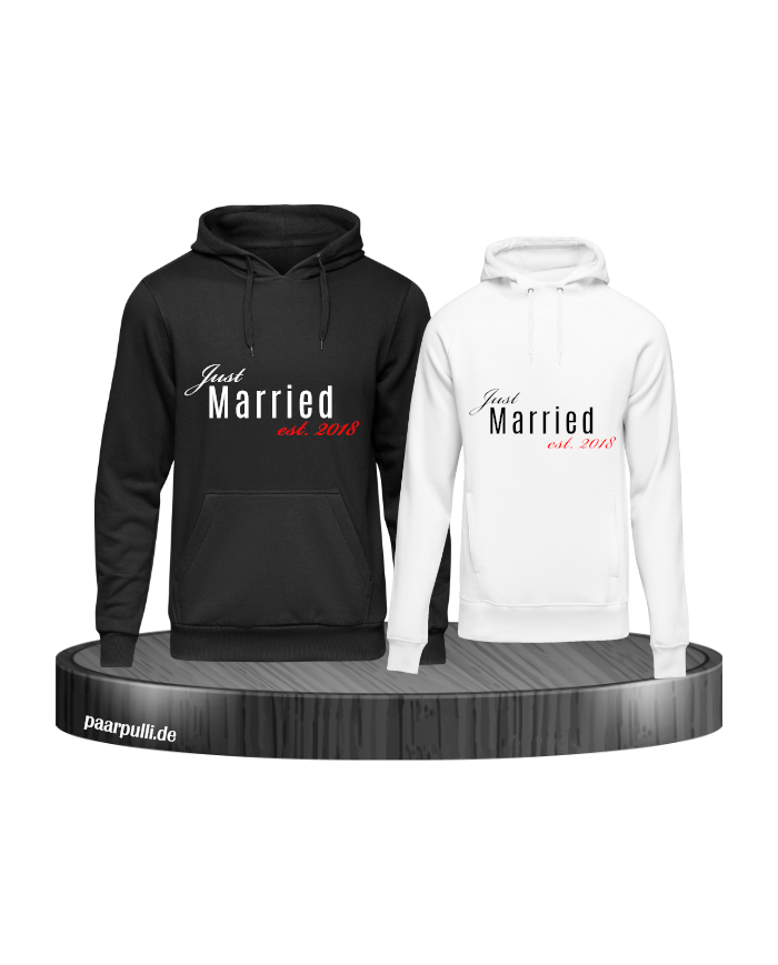 Just married mit Wunschjahr schwarz weiß