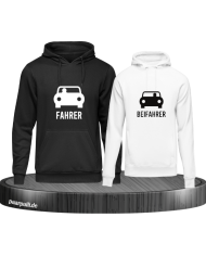 Fahrer und Beifahrer mit Sitzplätzen schwarz weiß