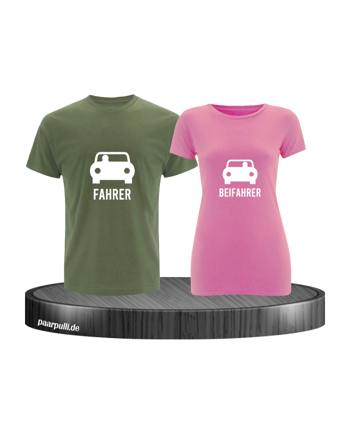 Fahrer und Beifahrer mit Sitzplätzen khaki rosa