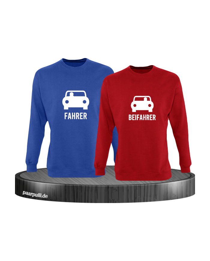 Fahrer und Beifahrer mit Sitzplatz blau rot