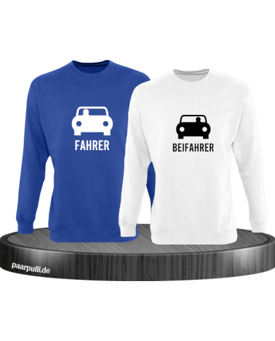 Fahrer und Beifahrer mit Sitzplatz blau weiß Fahrer und Beifahrer mit Sitzplatz blau weiß