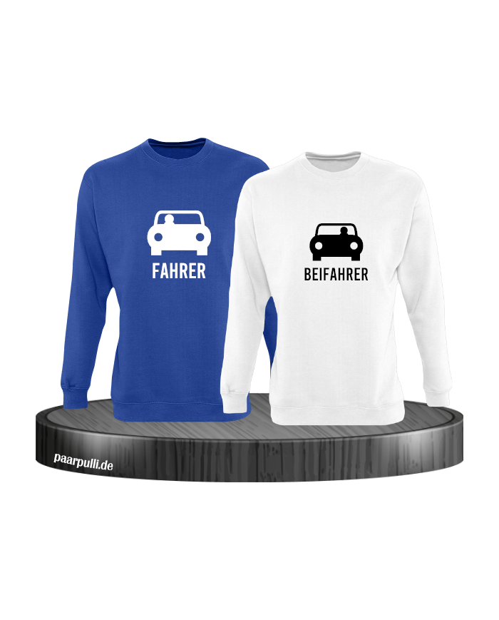 Fahrer und Beifahrer mit Sitzplatz blau weiß