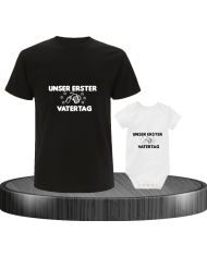 Unser erster Vatertag Vater und Baby schwarz weiß