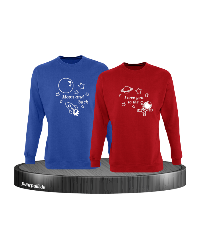 I Love you to the Moon and back blau rot