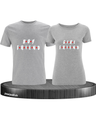 T Shirt Set mit "Boyfriend " und "Girlfriend" Aufdruck im modernem Jugendstil