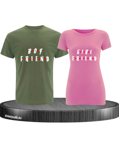 Boyfriend Girlfriend T-Shirt khaki rosa