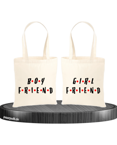 Boyfriend und Girlfriend im Friends Design Partnerlook Jutebeutel