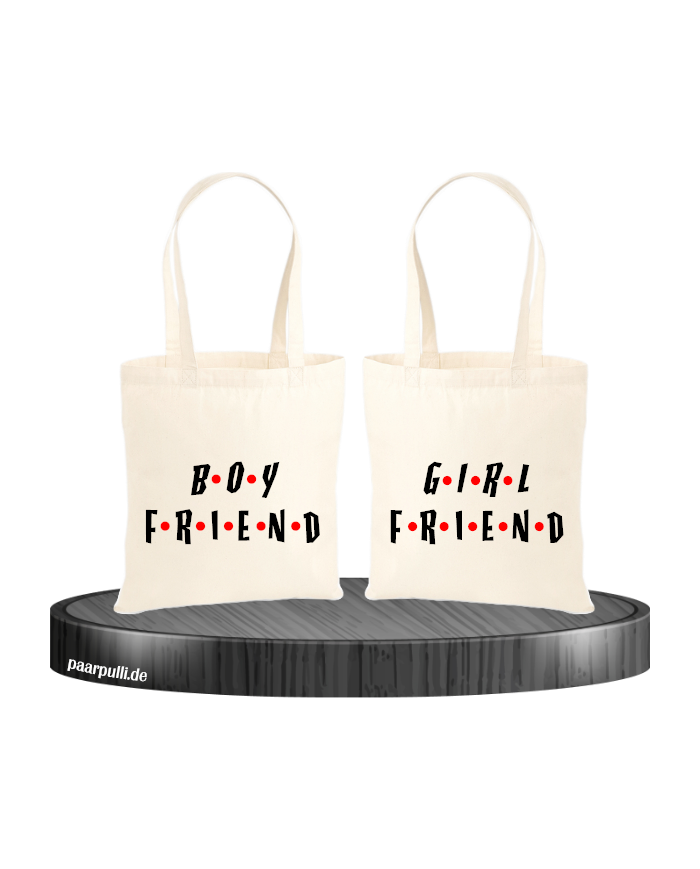 Boyfriend und Girlfriend im Friends Design Partnerlook Jutebeutel