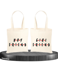 Boyfriend und Girlfriend im Friends Design Partnerlook Jutebeutel