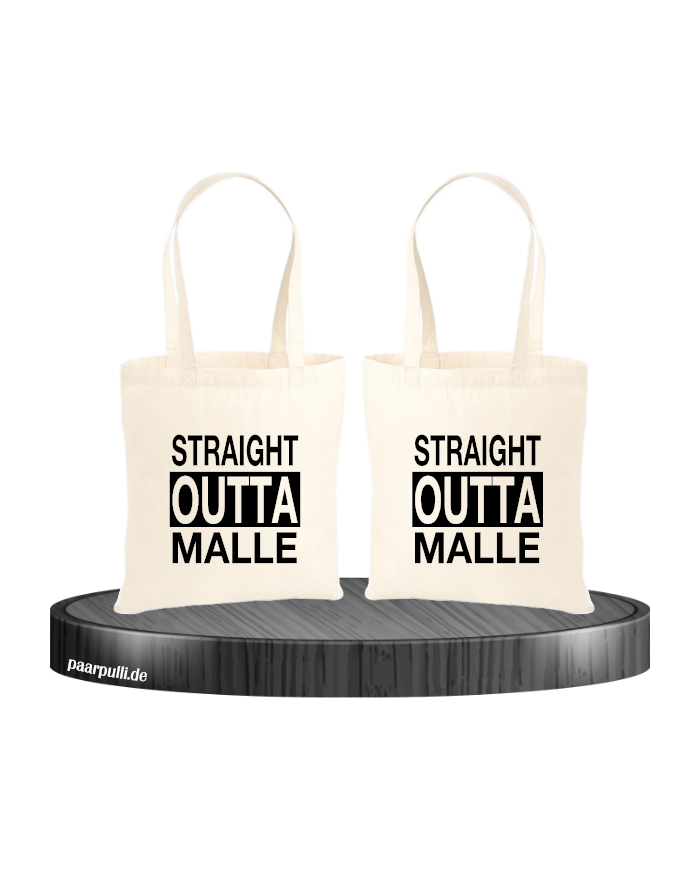 Straight Outta Malle Partnerlook Jutebeutel