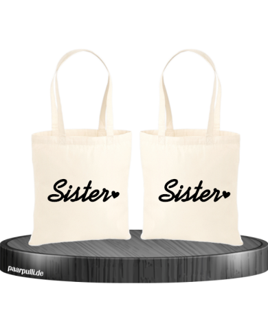 Sister mit Herz Partnerlook Jutebeutel Sister mit Herz Partnerlook Jutebeutel