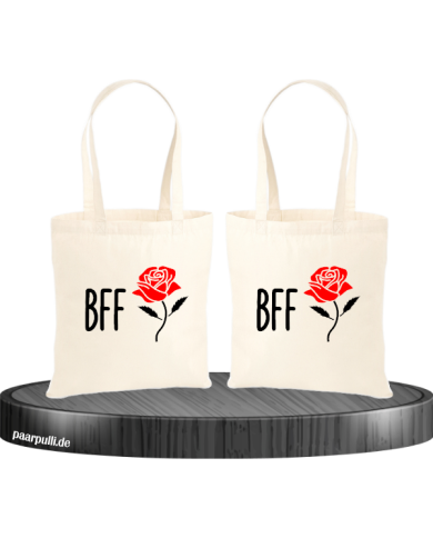 BFF mit schöner Rose Partnerlook Jutebeutel BFF mit schöner Rose Partnerlook Jutebeutel