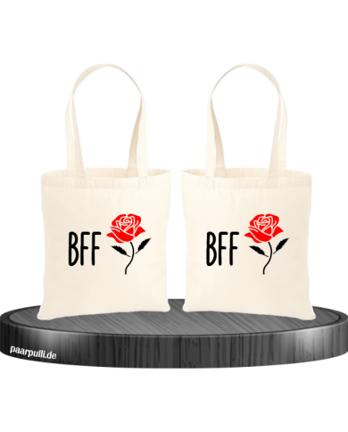 BFF mit schöner Rose Partnerlook Jutebeutel