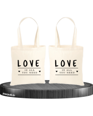 Love is all you need Partnerlook Jutebeutel Set