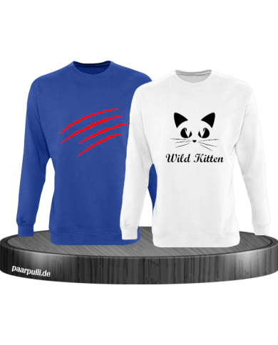 Wild Kitten Sweatshirt blau-weiß Wild Kitten Sweatshirt blau-weiß