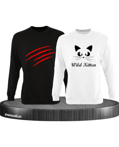 Wild Kitten Sweatshirt schwarz weiß Wild Kitten Sweatshirt schwarz weiß