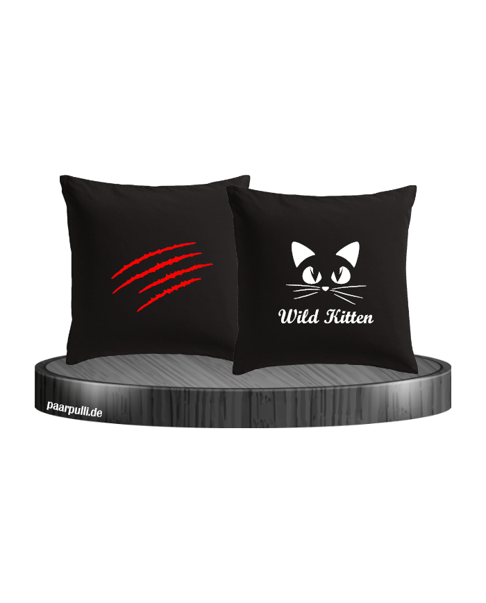Wild Kitten Kissenbezüge schwarz