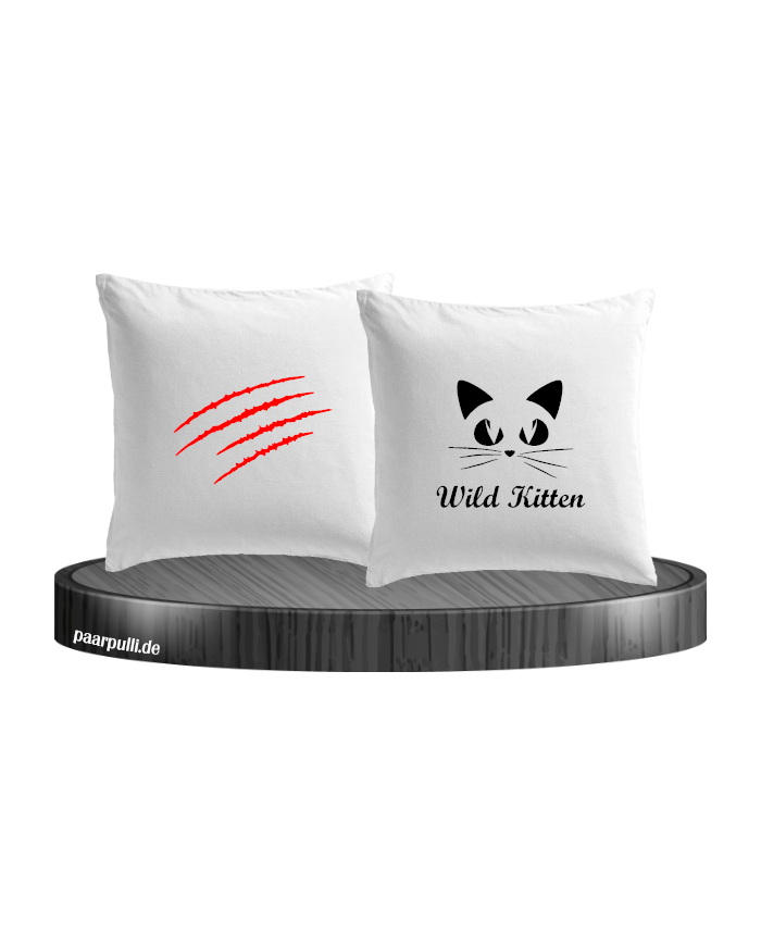 Wild Kitten Kissenbezüge weiß