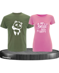 Just Smile and be Happy khaki rosa