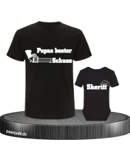 Papas bester Schuss und Sheriff Vater und Baby T-Shirt