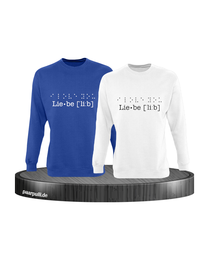 Ich liebe dich in Blindenschrift blau weiß