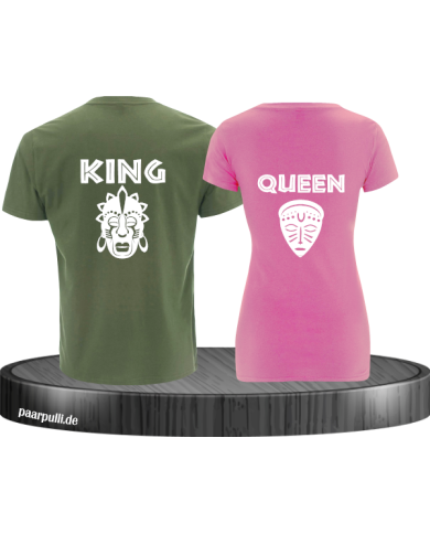 King und Queen Tribal Mask khaki rosa King und Queen Tribal Mask khaki rosa
