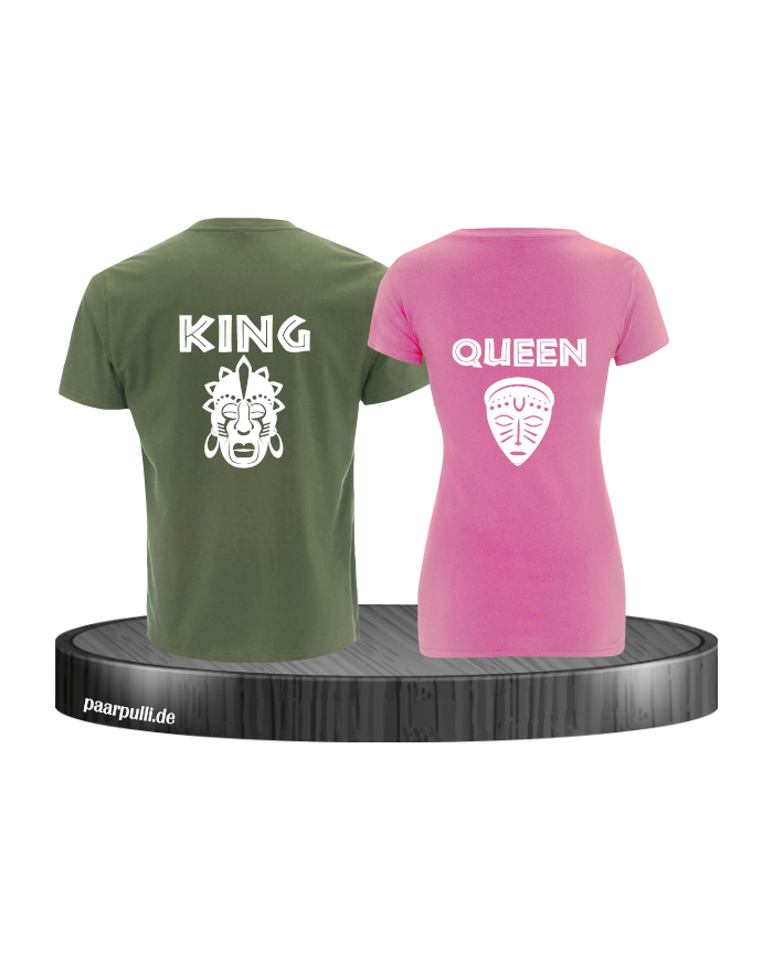 King und Queen Tribal Mask khaki rosa