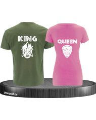 King und Queen Tribal Mask khaki rosa