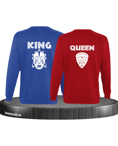King und Queen Tribal Mask blau rot King und Queen Tribal Mask blau rot