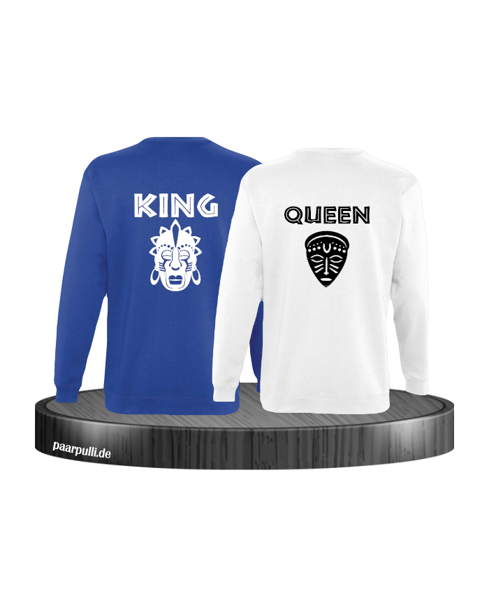 King und Queen Tribal Mask blau weiß