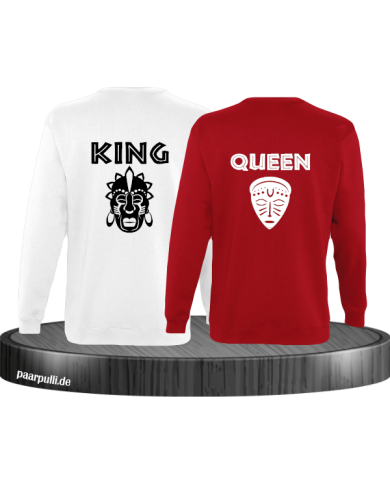 King und Queen Tribal Mask rot weiß