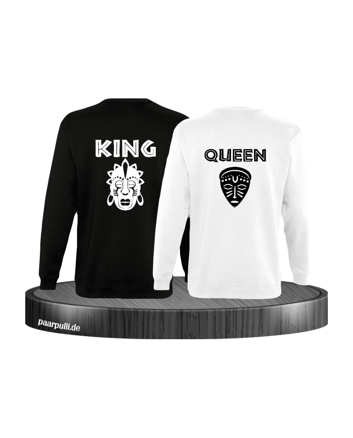 King und Queen Tribal Mask schwarz weiß