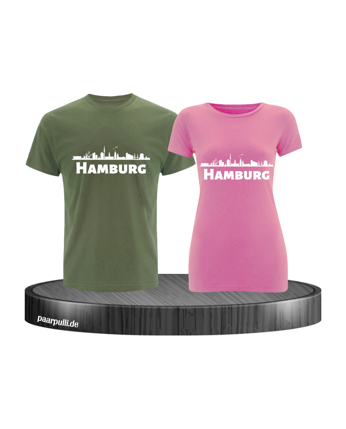 Hamburg mit Skyline khaki rosa