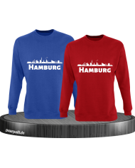 Hamburg mit Skyline blau rot