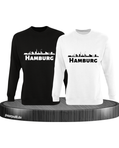 Hamburg mit Skyline schwarz weiß