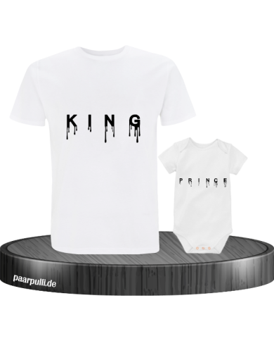 King und Prince Drip Partnerlook T-Shirt für Vater und Baby